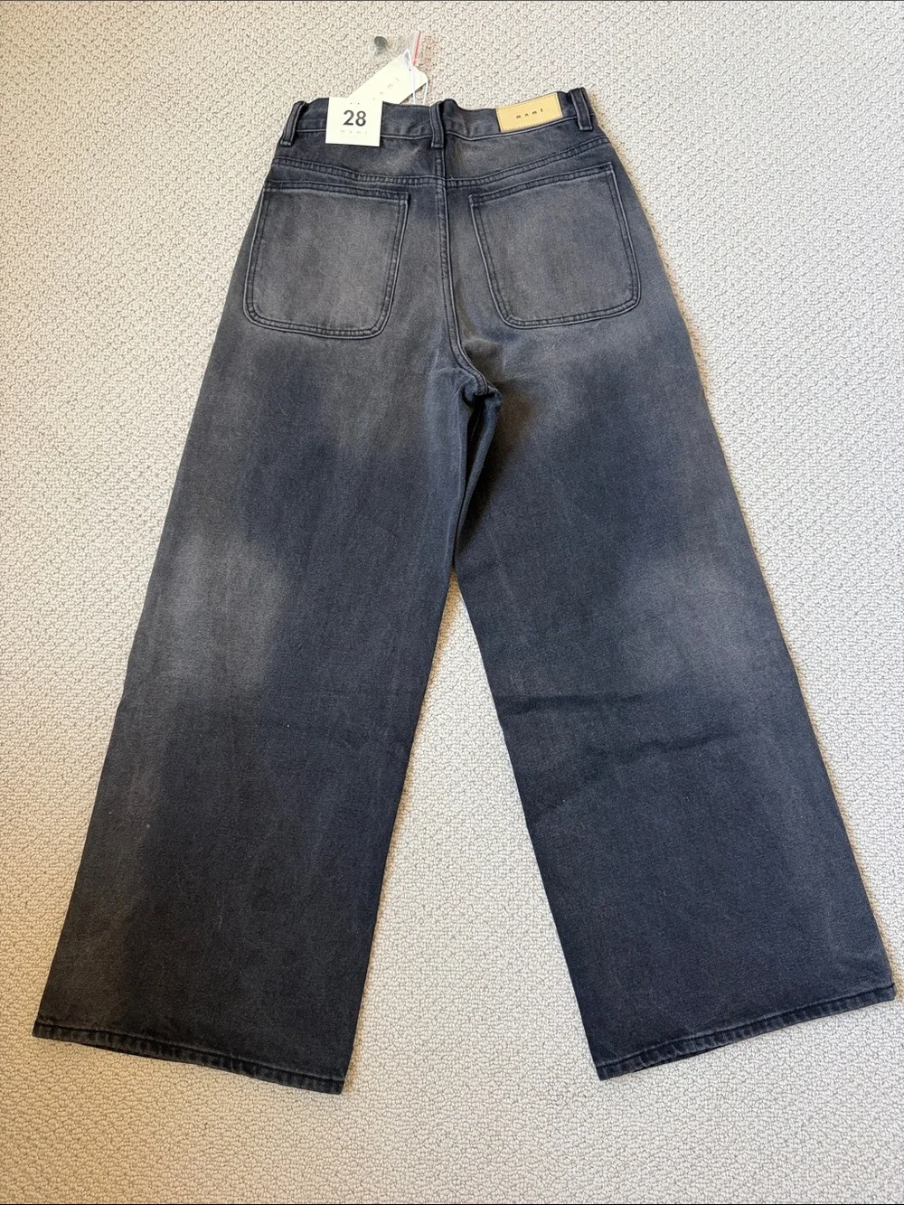 MNML Men’s Wide-Leg High-Rise Jeans in Charcoal Black